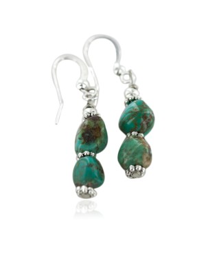Certified Authentic Navajo .925 Sterling Silver Hooks Natural Turquoise Native American Earrings 18066