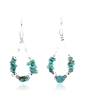 Certified Authentic Navajo .925 Sterling Silver Hooks Natural Turquoise Native American Earrings 371044204401