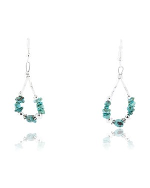 Certified Authentic Navajo .925 Sterling Silver Hooks Natural Turquoise Native American Earrings 371046337070