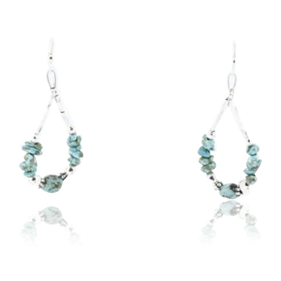 Certified Authentic Navajo .925 Sterling Silver Hooks Natural Turquoise Native American Earrings 371051294270