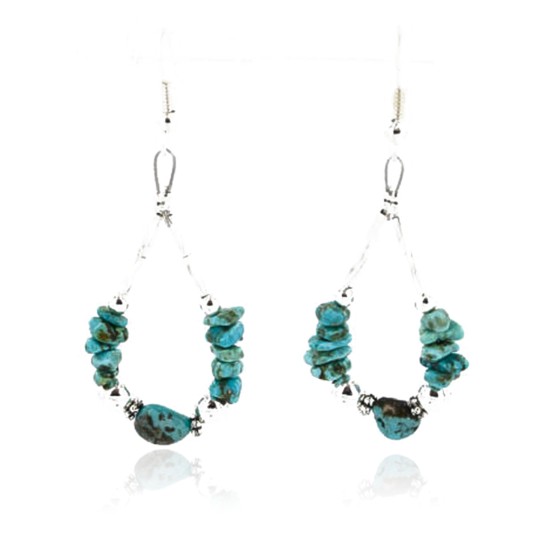 Certified Authentic Navajo .925 Sterling Silver Hooks Natural Turquoise Native American Earrings 371054494253