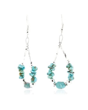 Certified Authentic Navajo .925 Sterling Silver Hooks Natural Turquoise Native American Earrings 371064132099