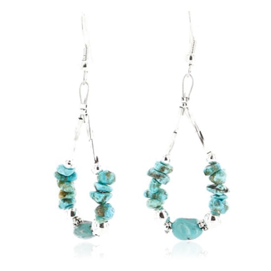 Certified Authentic Navajo .925 Sterling Silver Hooks Natural Turquoise Native American Earrings 371064132099