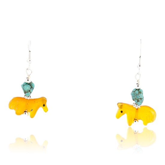 Certified Authentic Navajo .925 Sterling Silver Hooks Natural Turquoise Native American Earrings 390784408126