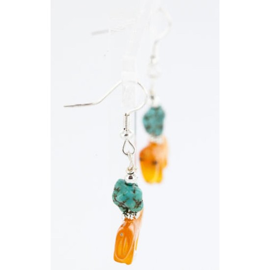 Certified Authentic Navajo .925 Sterling Silver Hooks Natural Turquoise Native American Earrings 390784408126