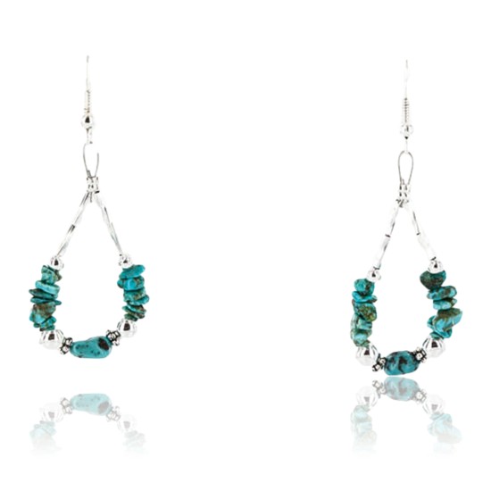 Certified Authentic Navajo .925 Sterling Silver Hooks Natural Turquoise Native American Earrings 390830067957
