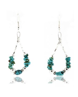 Certified Authentic Navajo .925 Sterling Silver Hooks Natural Turquoise Native American Earrings 390834622865