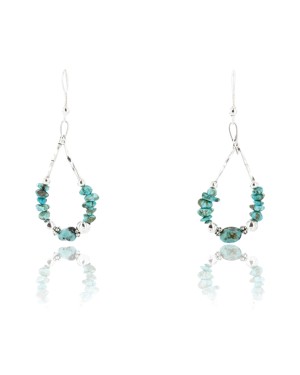Certified Authentic Navajo .925 Sterling Silver Hooks Natural Turquoise Native American Earrings 390835943759
