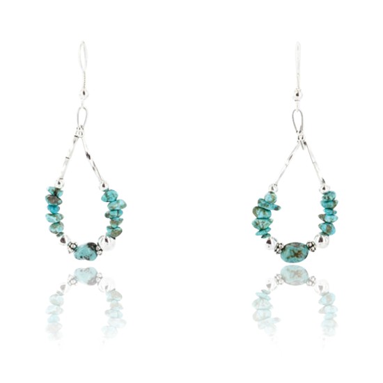 Certified Authentic Navajo .925 Sterling Silver Hooks Natural Turquoise Native American Earrings 390835943759