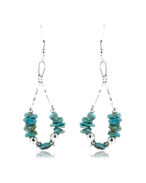 Certified Authentic Navajo .925 Sterling Silver Hooks Natural Turquoise Native American Earrings 390844281100