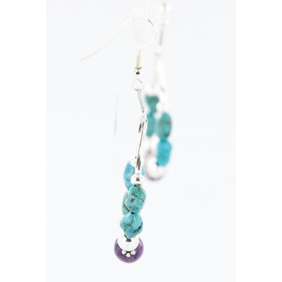 Certified Authentic Navajo .925 Sterling Silver Hooks Natural Turquoise Quartz Native American Earrings 371046511838
