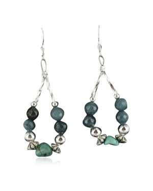 Certified Authentic Navajo .925 Sterling Silver Hooks Natural Turquoise Quartz Native American Earrings 390727328599