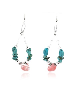Certified Authentic Navajo .925 Sterling Silver Hooks Natural Turquoise Quartz Native American Earrings 390821077758
