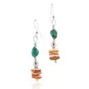 Navajo Sterling Silver Hooks Natural Turquoise Spiny Oyster Earrings 18064