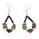 Certified Authentic Navajo .925 Sterling Silver Hooks Natural Turquoise Tigers Eye Heishi Hoop Native American Dangle Earrings 18263-22