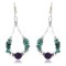 Certified Authentic Navajo .925 Sterling Silver Hooks Turquoise and Purple Jade Native American Earrings 390822695594