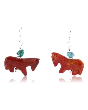 Certified Authentic Navajo .925 Sterling Silver Hooks Turquoise Jasper Native American Earrings 371008465028