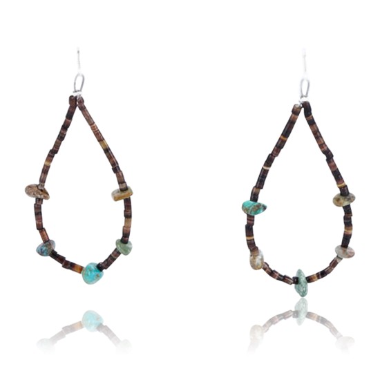 Certified Authentic Navajo .925 Sterling Silver Hooks Turquoise Native American Earrings 390794784483