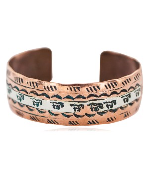 Certified Authentic Navajo .925 Sterling Silver Horse Handmade Native American Pure Copper Bracelet 92005-20
