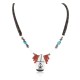 Certified Authentic Navajo .925 Sterling Silver Inlay Natural Graduated Melon Shell Turquoise Mother of Pearl Red Jasper Native American Necklace 15481-22