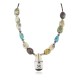 Certified Authentic Navajo .925 Sterling Silver Inlay Natural Turquoise Mother of Pearl Green Jasper Native American Necklace 15213-320
