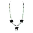 Navajo .925 Sterling Silver Jade Turquoise Onyx Native American Necklace 390821037539