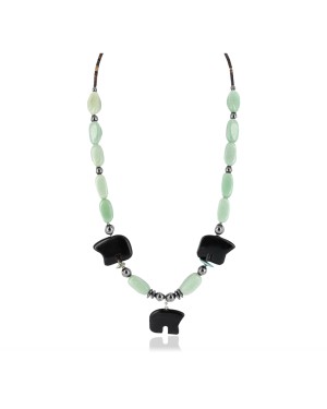 Certified Authentic Navajo .925 Sterling Silver Jade Turquoise Onyx Native American Necklace 390821037539
