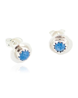 Certified Authentic Navajo .925 Sterling Silver Lapis Native American Stud Earrings 27224