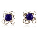 Certified Authentic Navajo .925 Sterling Silver Lapis Stud Native American Earrings 390909409146
