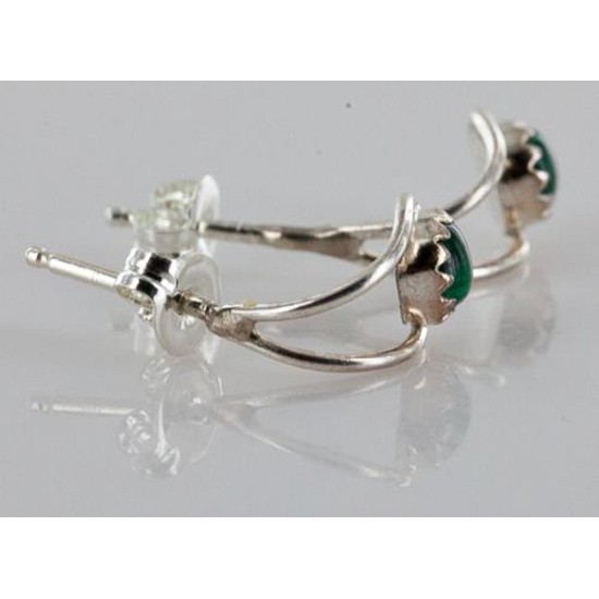 Certified Authentic Navajo .925 Sterling Silver Malachite Stud Native American Earrings 371119419946