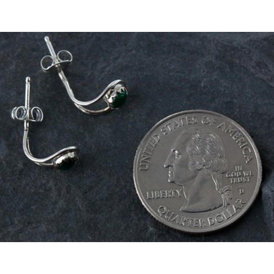 Certified Authentic Navajo .925 Sterling Silver Malachite Stud Native American Earrings 371119419946