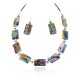 Certified Authentic Navajo .925 Sterling Silver Multicolor Glass Natural Hematite Set 17057