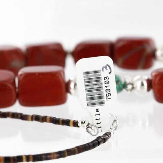 Certified Authentic Navajo .925 Sterling Silver Natural Abalone, Turquoise and Jasper Native American Necklace 750103-3