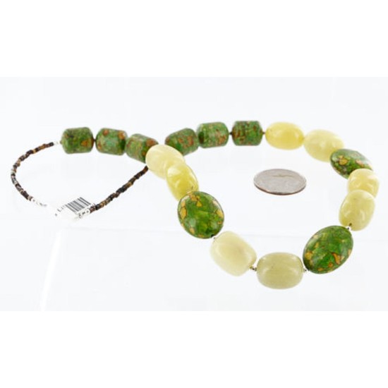 Certified Authentic Navajo .925 Sterling Silver Natural Agate and Gaspeite Native American Necklace 371000092092
