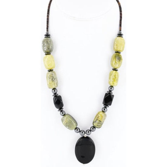 Certified Authentic Navajo .925 Sterling Silver Natural Agate Black Onyx Hematite Native American Necklace 15888-4
