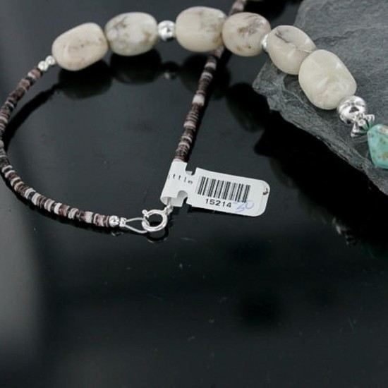 Certified Authentic Navajo .925 Sterling Silver Natural Agate Gold Stone Native American Necklace 370955481097