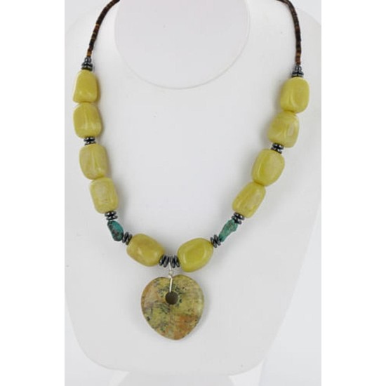 Certified Authentic Navajo .925 Sterling Silver Natural Agate Jasper Turquoise Native American Necklace 15800-31