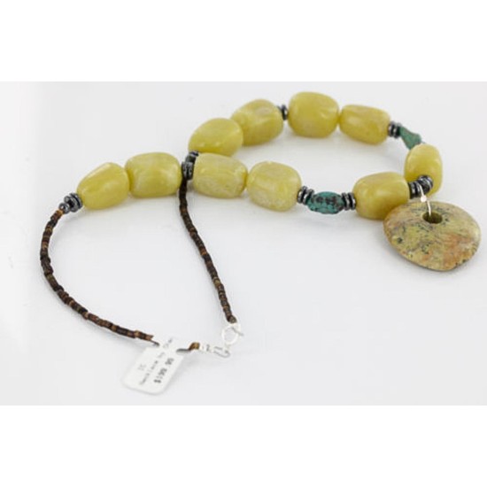 Certified Authentic Navajo .925 Sterling Silver Natural Agate Jasper Turquoise Native American Necklace 15800-31