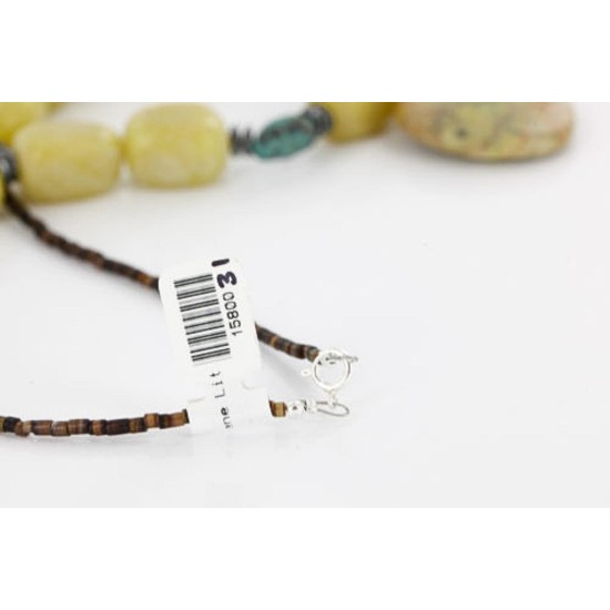 Certified Authentic Navajo .925 Sterling Silver Natural Agate Jasper Turquoise Native American Necklace 15800-31