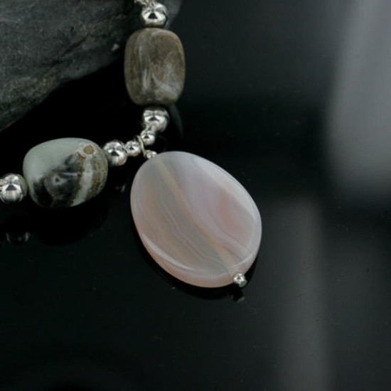 Certified Authentic Navajo .925 Sterling Silver Natural Agate Quartz Turquoise Native American Necklace 15409-29