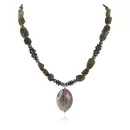 Navajo .925 Sterling Silver Natural Agate Smoky Quartz Hematite Native American Necklace 750198-9