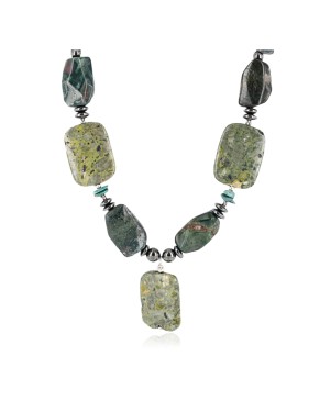 Certified Authentic Navajo .925 Sterling Silver Natural Agate Turquoise Jasper Native American Necklace 15896-10