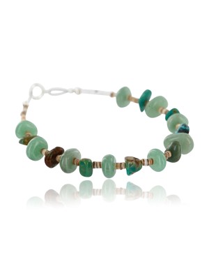 Certified Authentic Navajo .925 Sterling Silver Natural AJAX and Turquoise Jade Native American Bracelet 390750346046