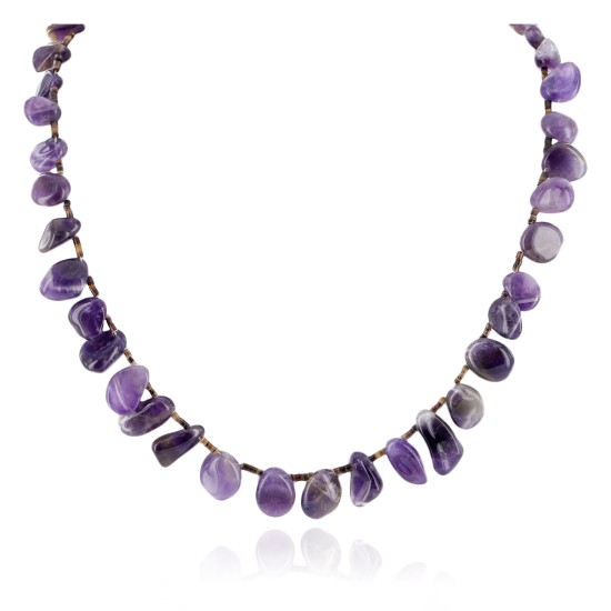 Certified Authentic Navajo .925 Sterling Silver Natural Amethyst Drops Heishi Native American Necklace 15463-73