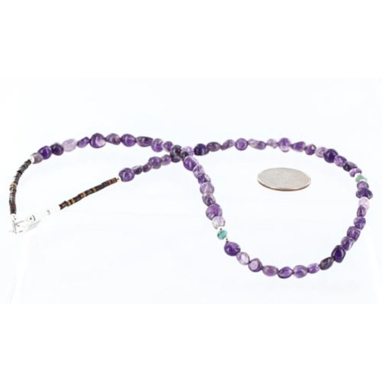 Certified Authentic Navajo .925 Sterling Silver Natural Amethyst Turquoise Native American Necklace 370997826237 Certified Authentic Navajo .925 Sterling Silver Natural Amethyst Turquoise Native American Necklace 370997826237