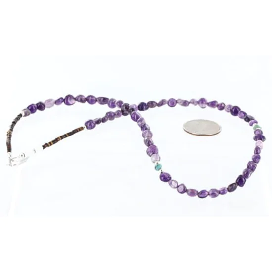 Navajo .925 Sterling Silver Natural Amethyst Turquoise Native American Necklace 370997826237 Navajo .925 Sterling Silver Natural Amethyst Turquoise Native American Necklace 370997826237