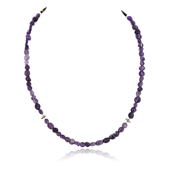 Certified Authentic Navajo .925 Sterling Silver Natural Amethyst Turquoise Native American Necklace 390829981695