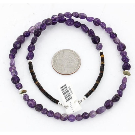 Certified Authentic Navajo .925 Sterling Silver Natural Amethyst Turquoise Native American Necklace 390829981695