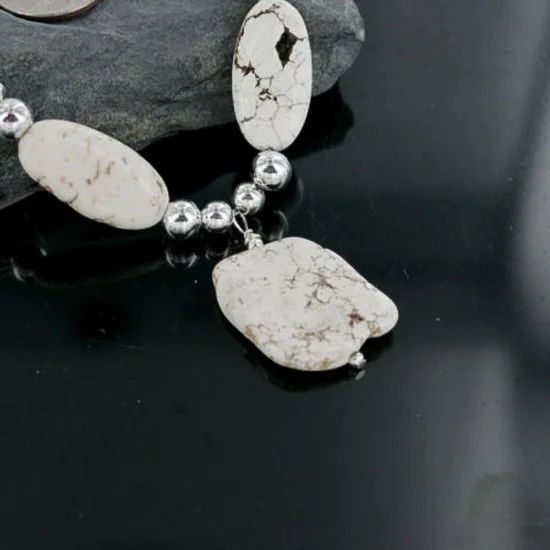 Navajo .925 Sterling Silver Natural and WHITE Turquoise Native American Necklace 370965374552 Navajo .925 Sterling Silver Natural and WHITE Turquoise Native American Necklace 370965374552