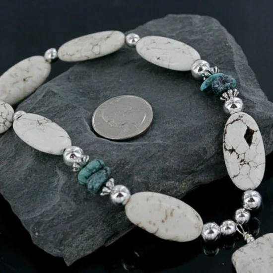 Navajo .925 Sterling Silver Natural and WHITE Turquoise Native American Necklace 370965374552 Navajo .925 Sterling Silver Natural and WHITE Turquoise Native American Necklace 370965374552